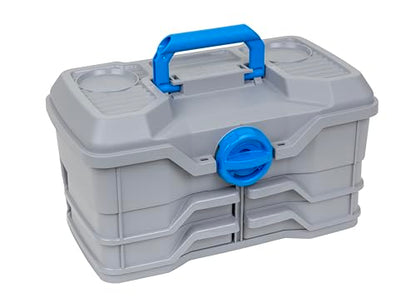 Flambeau Outdoors Next Gen 4/0 Medium Fishing Tackle Box - 4 Pivot Trays, 23 Compartments, Includes 25-piece Tackle Kit, Fishing Tackle and Gear Storage, Fishing Lure Organizer, Light Gray - size: Medium - With Tackle Kit - Light Gray