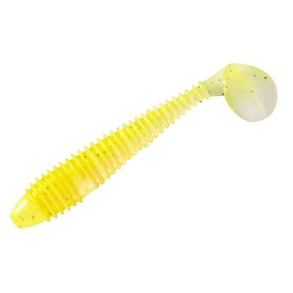 Dr.Fish 20 Pack Paddle Tail Swimbait Soft Fishing Lure Bass Fishing Freshwater Soft Plastic Shad Bait Drop Shot Bait Bluegill Panfish Crappie 1.4''/2''/3'' - color: Fluorescent Yellow, size: 1.4''-20 Pack