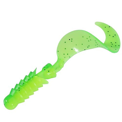 Dr.Fish 10 Pack Grub Fishing Lures 4" Soft Plastic Baits Worm Grub Bass Fishing Lures Swimbait Walleye Saltwater Freshwater - color: Chartreuse/Green
