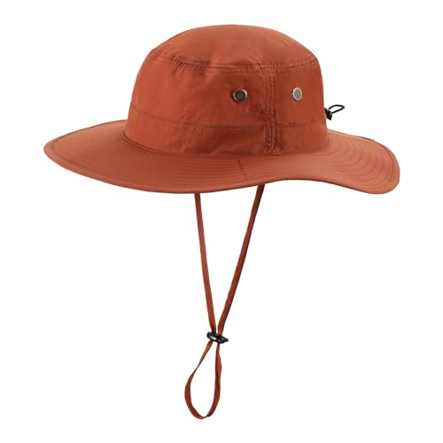 Home Prefer UPF50 Mens Sun Hat with Neck Flap Quick Dry UV Protection Cap Womens Wide Brim Fishing Hat Neck Flap Beach Garden - color: Brown