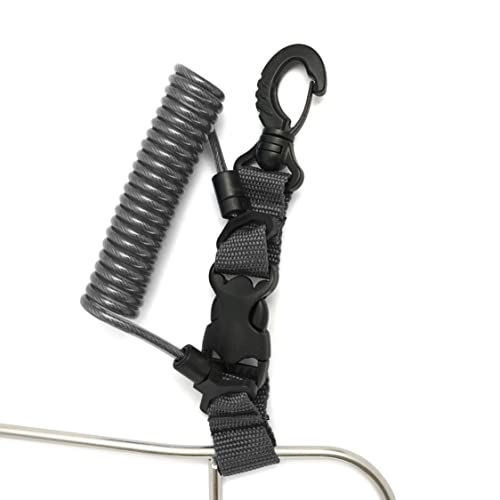 Calissa Offshore Kayak & Spearfishing Stainless Steel Fish Stringer Clip + 36” Steel Core Lanyard+Speargun Spear Fishing Freedive Freediving Scuba Dive Diving Large Holder - style: Black - Xtra Heavy Duty