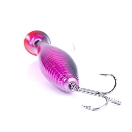 Large Top Water Popper 4.75 in/1.5 oz Lure Artificial Seal Lure 3D Eyes Hard Popper with Hooks and Ring for Saltwater Offshore, Surf Fishing, Bass, Bluefish, Giant Jack - color: RED VELVET