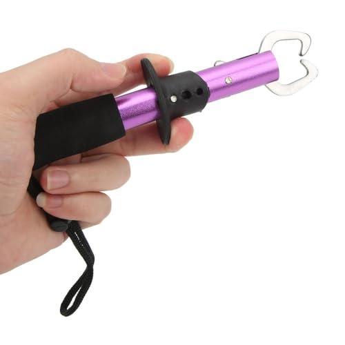 2 Pcs Stainless Steel Fish Lip Gripper - Portable Secure Fish Holder for Freshwater Saltwater Fishing Accessories(Purple) - color: Purple