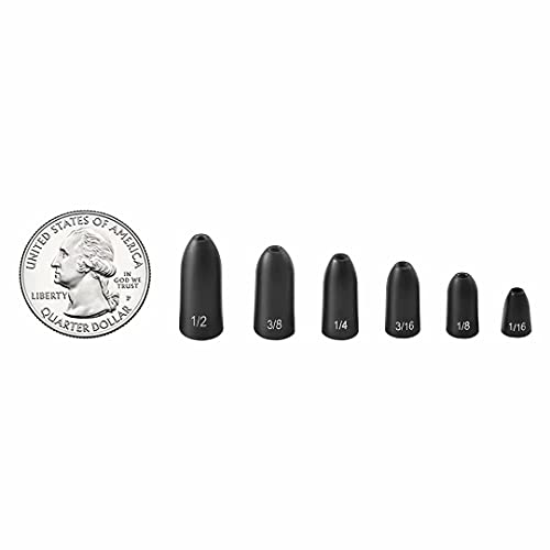 12 Pack Tungsten Bullet Fishing Weights, Insert Free Worm Sinkers, 1/8 3/16 1/4 3/8 1/2 oz - color: No Chip Black, size: 1/4 oz - 12pcs