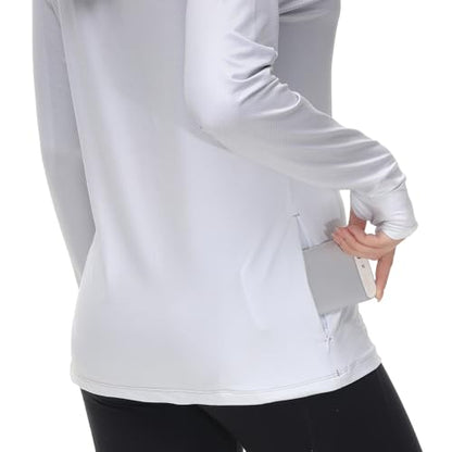 BASSDASH Women's Fishing Hoodie Shirt with Face Mask Thumb Holes UPF 50+ FS23W - color: Grey Spot Gradient, size: Medium