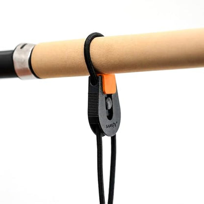 SAMSFX Fishing Rods Belt Stretchy Wrap Pole Straps Elastic Cable Ties for Casting, Spinning & Fly Rods - color: 4pcs, Black & Orange