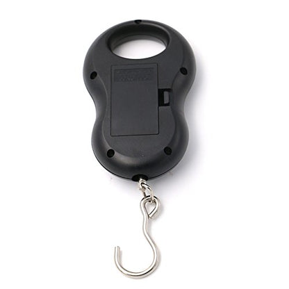 Pocket Portable 50kg/10g LCD Digital Scale Electronic Hand Held Hook Belt Luggage Hanging Scale Backlight Balance Weigting (Black) - color: black