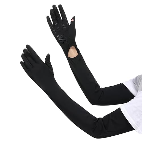 GLEDLOVES Driving Gloves Women, Cycling Gloves, Sun Women UV Protection, | Driving Arm Protection for Sleeves Golf Fishing - color: Black