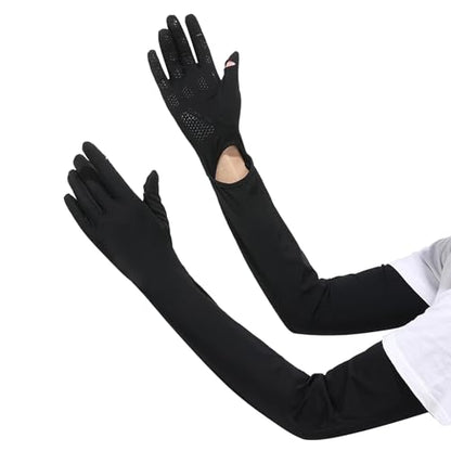 GLEDLOVES Driving Gloves Women, Cycling Gloves, Sun Women UV Protection, | Driving Arm Protection for Sleeves Golf Fishing - color: Black