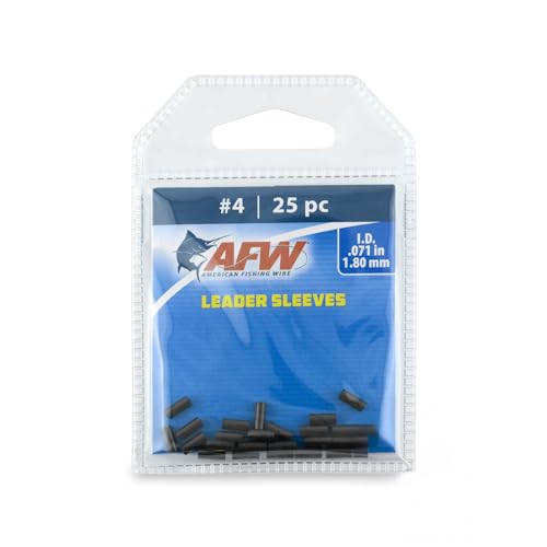 AFW Thin Wall Double Barrel Crimp Sleeves - Premium Fishing Copper Crimp Sleeve with Burr Free Black Finish, Enhanced Flexibility - Durable and Lightweight - Retail & Bulk Pack Available - color: Black, style: #4/.071" - 25 Pc