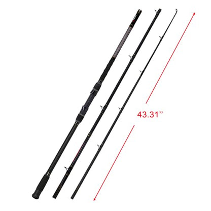 Fiblink Surf Fishing Rod 2 Piece/3 Piece/4 Piece Portable Travel Casting Rod Saltwater Surf Rod (9'/10'/12'/13') - style: Cast-10'-3pc
