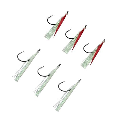 Fish Skin Teaser - Hand-Tied Japanese Maruseigo #28 Assist Hook for Haddock, Shad, Striped Bass, Bluefish & Fluke - Soft Plastic/Metal Jig Assist Hook