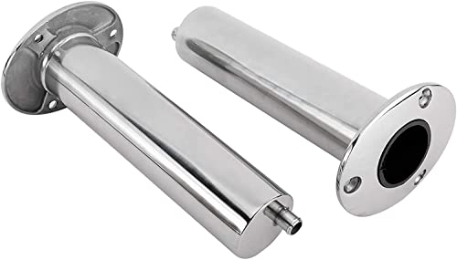 YaeMarine 4-Pack Heavy Duty Stainless Steel 316 Deluxe Rod Holders with Drain, Flush Mount Fishing Rod Pole Holders, 30 Degree /15 Degree/90 Degree - style: 90 Degree