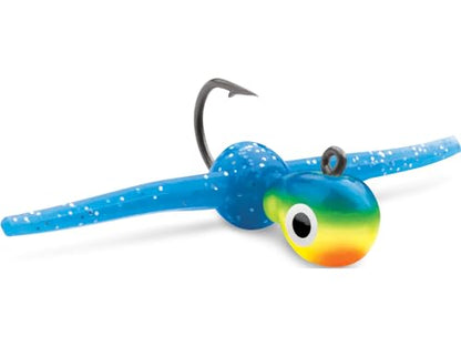 VMC Tungsten Mustache Jig, High-Density Ice Fishing Jig with Lifelike Larvae Body and Soft Appendages for Panfish, Crappie, Bluegill, Perch, and Trout - color: Glow Parrot, size: 1/32 oz.