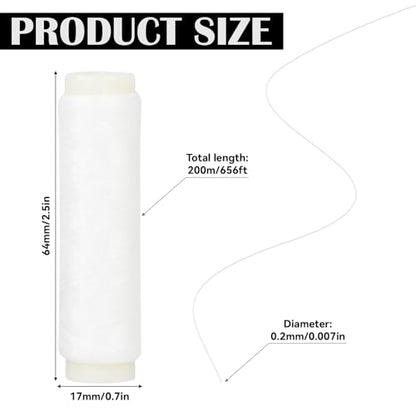 3 PCS Elastic Fishing Thread Invisible 0.2mm Length 656 Feet Per Spool | Elastic Fishing String Line Bait Thread for Salmon Sturgeon Bass