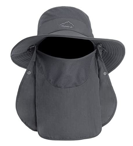 Mens Sun Hat with Neck Flap Quick Dry UV Protection Caps Wide Brim Fishing Hat Summer Beach Hat Outdoor Hiking Hat UPF 50+
