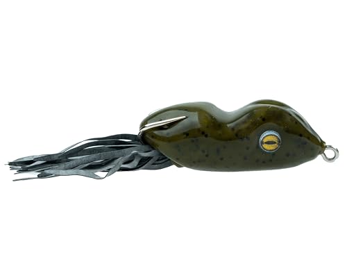 Scum Frog Original Topwater Bass Fishing Hollow Body Frog Lure with Weedless Hooks - color: Green Pumpkin