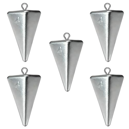 Fishing Weights Pyramid Sinkers Kit Bullet Fishing Weights Sinkers for Ocean Saltwater Surf Fishing Gear Tackle 1oz 2oz 3oz 4oz - color: 4oz-5pcs