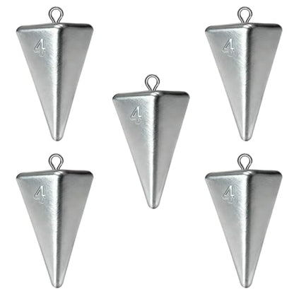 Fishing Weights Pyramid Sinkers Kit Bullet Fishing Weights Sinkers for Ocean Saltwater Surf Fishing Gear Tackle 1oz 2oz 3oz 4oz - color: 4oz-5pcs