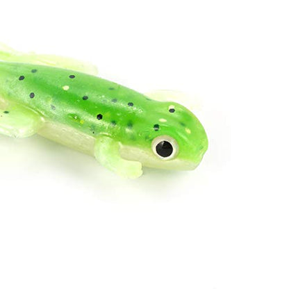 Dr.Fish 6 Pack Soft Plastic Frog Baits, 3.2 Inches Tadpole Swimbaits Frog Lures Bass Crappie Lures Creature Lizard Bait Shad Drop Shot Panfish Bluegill - color: Green