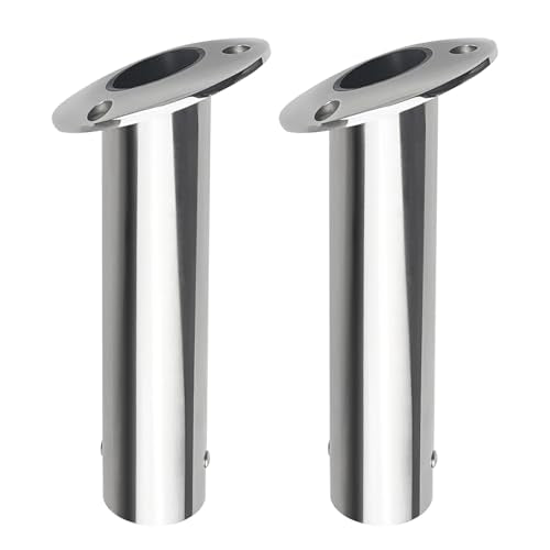 Fishing Rod Holder 2 Pack, 316 Stainless Steel 15/30/90 Degree Rod Holders for Fishing Boat, Flush Mount with Cap, Heavy Duty
