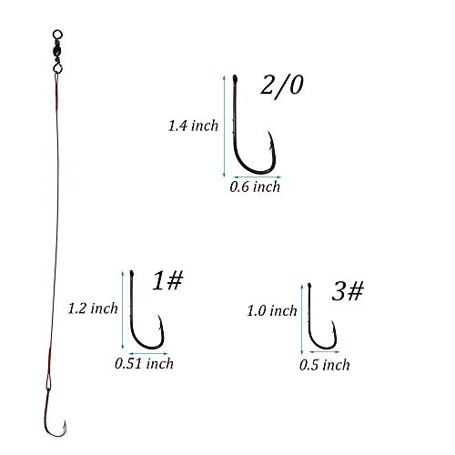 20pcs Wire Leader Hook Rigs Baitholder Fishing Hook Nylon Coated Fishing Wire Leader with Swivel - color: 6.5inch red, size: 3#-20pcs