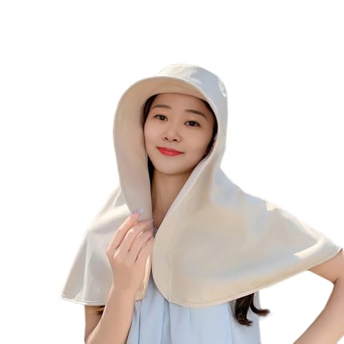 Fashion Outdoor Beach Hats UPF 50+ UV Sun Protection Wide Brim Shawl Breathable Face Neck Flap Cover Folding Sun Hat - color: Beige