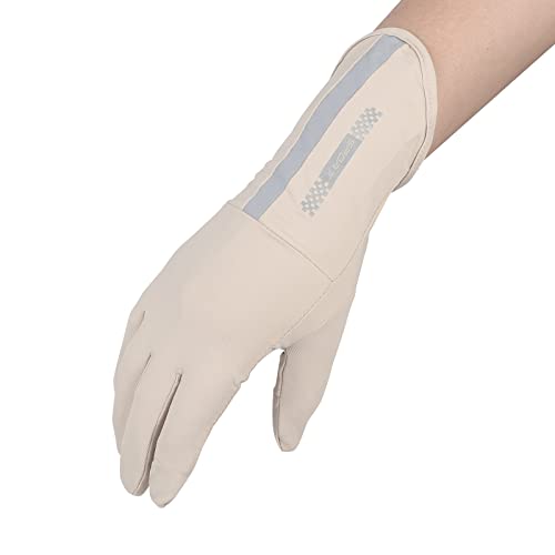 Mens Women Driving Gloves Summer UV Sun Protection Gloves Non-Slip Touchscreen Ice-Silk Sunblock Gloves for Cycling Riding - color: Extended Beige