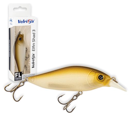 Flat Sided Japanese-Style Crankbait Elfin Shad – Medium Diving Bass Fishing Lure, Hard Bait Shad Crankbait for Freshwater Velrifya - color: 04-Ghost Shad