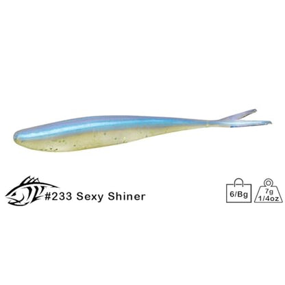 Lunker City Fishing Freaky Fish 5.5" Split Tail Soft Plastic Minnow Bass Lure Stick Bait Shad Jerkbait, 6 Per Bag, Made in The USA - color: 233 Sexy Shiner