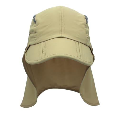 Connectyle Men's Sun Hat with Detachable Neck Flap Adjustable Outdoor UPF 50+ Baseball Sun Cap for Fishing Hiking Golfing - color: Khaki