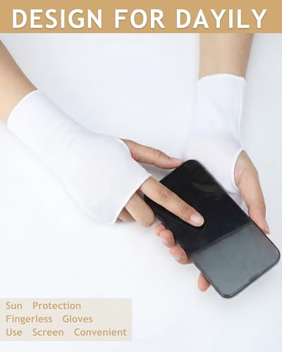 Bememo 4 Pack Sun Protection UV Gloves Driving Sun Gloves Cooling Fingerless Wrist Length Glove for Women Gel Manicure - color: Classic Color