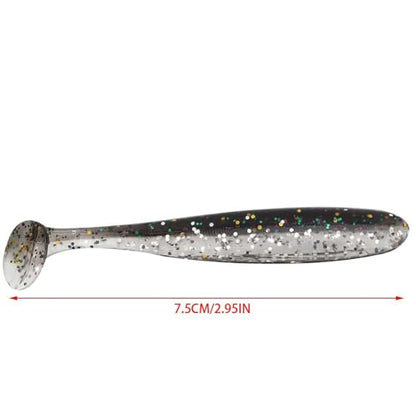 Zer one 20 PCS Fishing Soft Lure 7.5cm/2g Plastic T Tail Bait Artificial Worm Swimbait for Bass Trout Walleye Fishing Accessory - color: Black