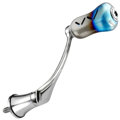 Mamba Series Power Handle 2.28'' (58 mm) with Titanium Knob Compatible for Shimano Stradic FL FM, Stella, Vanford, Vanquish, Twin Power, Nasci FC FD 1000-5000 Spinning Reels - color: Roasted Blue
