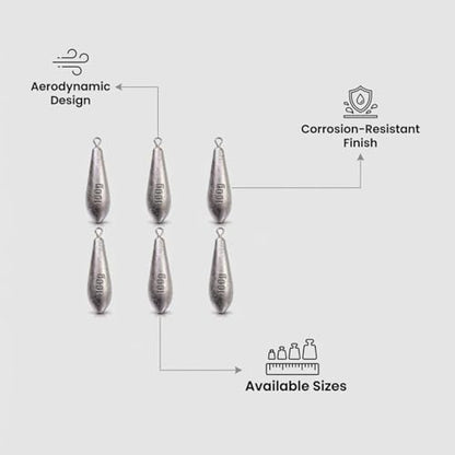 Teardrop Drop Shot Sinkers – Lead Fishing Weights & Sinkers for Bass, Catfish & Surf Fishing – Freshwater & Saltwater – 10 Sizes 1/2oz to 7oz, More Per Pack - style: 100g/3.5oz – 6pcs