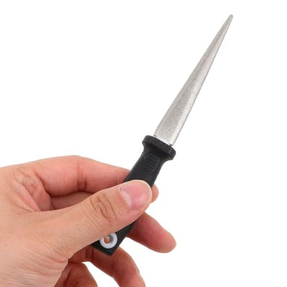 Cabilock Fishhook Sharpening Tool Portable Half-Round Abrasive File with Marble Handle, Fishing Hook Sharpener for Camping and Outdoor Use