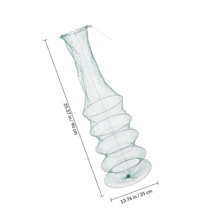 Veemoon Foldable Fishing Net Trap Mesh Catcher for Crab Shrimp and Fish Outdoor Collapsible Bait Keeper with Float 5-Layer Long 130cm Fishing Equipment