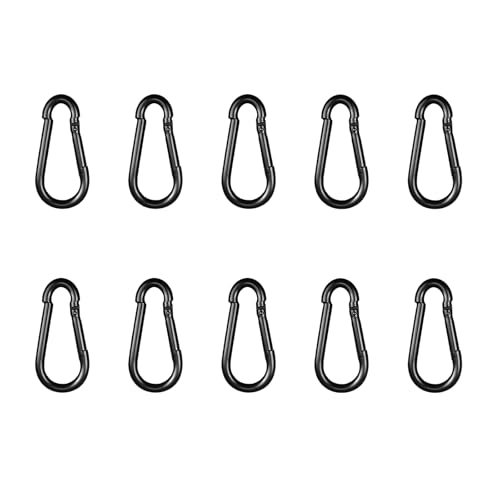 Black Carabiner, Heavy Duty Galvanized Steel Spring Snap Hook Carabiner Clips with 120LBS Holding Capacity, Ideal for Outdoor, Hammock, Swing and Travel (10PCS M4 1.6Inch) - size: 10PCS-M4, style: Black