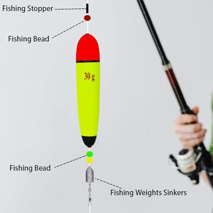 6 pcs Slip Bobbers Floats EVA-Slider-Bobbers Slip Corks Catfish Bobbers Assortment EVA Foam 80g, 50g, 30g,15g - size: 4pcs-50g(1.8oz)
