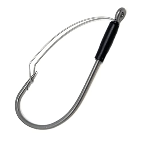 Reaction Tackle Neko Hooks - Weedless Finesse Fishing Hooks for Bass - High Carbon Steel Wacky and Neko Rig Hooks for Soft Plastic Worms (25-Pack) - size: #1 Wire Guard