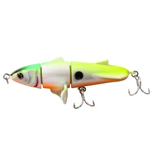 Fishing Lures for Trout Bass Multi Jointed Swimbaits 3D Bionic Fish Eye Swimming Lures Lifelike Hard Bait for Freshwater Saltwater - color: Yellow-White