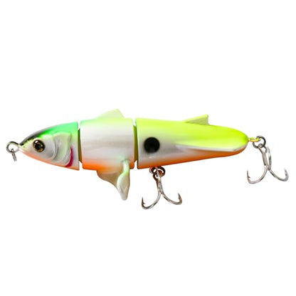 Fishing Lures for Trout Bass Multi Jointed Swimbaits 3D Bionic Fish Eye Swimming Lures Lifelike Hard Bait for Freshwater Saltwater - color: Yellow-White