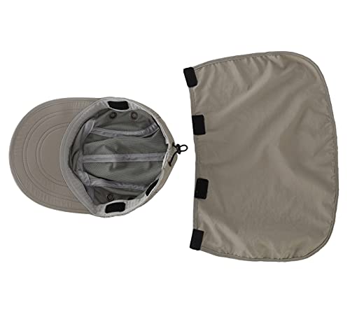 Connectyle Mens Foldable UV Protection Sun Hat with Removable Neck Flap Outdoor Adventure Sun Cap for Fishing Hiking Safari - color: Light Grey