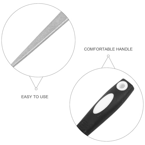 OSALADI Portable Fishhook Sharpening Tool with Chain, Multi-Functional Adamas Half-Round File for Fine Filing and Outdoor Use, Sturdy Black Fish Hook Sharpener