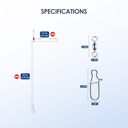 Fishing Leader Fishing Rigs, Luroad 6/12/18 Pcs Nylon-Coated Lines with Swivels Snap Beads, Stainless Steel Hooks Crimps Saltwater Freshwater for Fishing Lovers Angler, 1 Arm/ 2 Arms - color: G.1 Arm-Red-6pcs