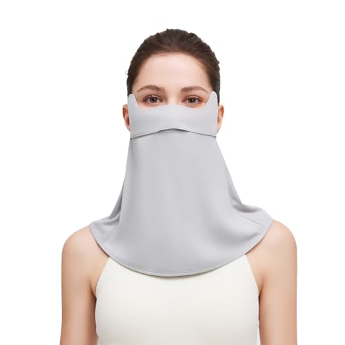 Sun UV Face Mask UPF 50+ Breathable Face Cover Scarf Cooling Neck Gaiter Outdoor Cycling Hiking SLF6M005T - color: Grey
