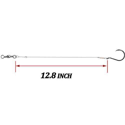 Circle Hook Rigs with Steel Leaders, Saltwater Surf Fishing Tackle Kit, Heavy Duty Hooks, 7x7 Strands Steel Wire with Nylon-Coating - size: 6#