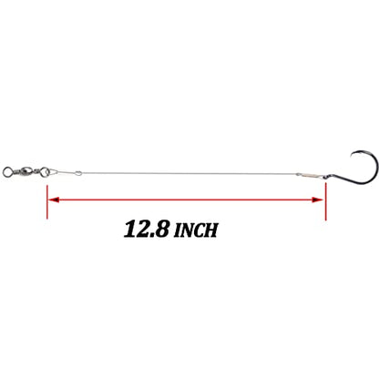 Circle Hook Rigs with Steel Leaders, Saltwater Surf Fishing Tackle Kit, Heavy Duty Hooks, 7x7 Strands Steel Wire with Nylon-Coating - size: 6#