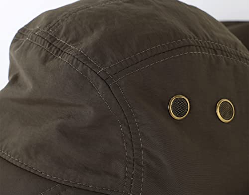 Connectyle Mens Foldable UV Protection Sun Hat with Removable Neck Flap Outdoor Adventure Sun Cap for Fishing Hiking Safari - color: Army Green