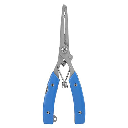 Fishing Pliers Multifunctional Stainless Steel Fishing Scissors with 2 Blades Braid Line Cutters Hook Remover - color: Blue